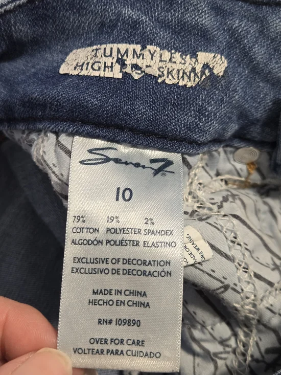 Seven7 Skinny Jeans Size 10 Medium Wash Distressed Stretch Denim High Rise - Picture 9 of 9